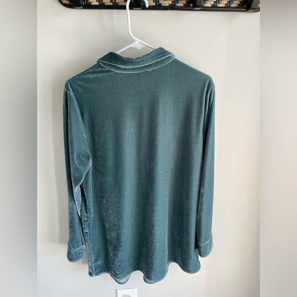 Soft Surroundings Velvet Boyfriend Tunic Shirt - Teal - Medium - Picture 8 of 13